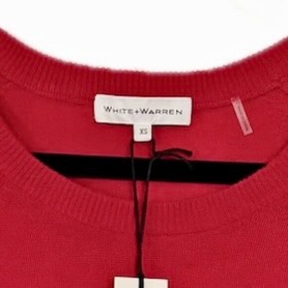 White & Warren Cashmere Essential Crewneck Cashmere Sweater True Red Womens XS - Picture 8 of 10